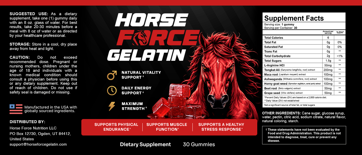Horse Force Gelatin 5-bottle bundle for daily focus mental clarity steady energy and cognitive wellness